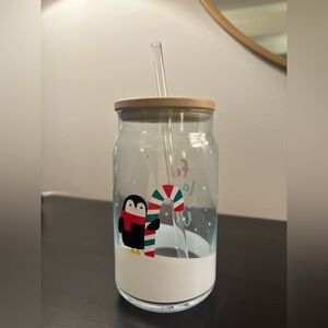 Glass Penguin Theme Straw Cup